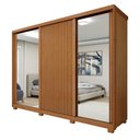 Ver imagem 3 de Guarda-Roupa Casal 3 Portas 6 Gavetas com Pés MDF 274cm Marrom Amêndoa Off White