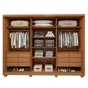Ver imagem 5 de Guarda-Roupa Casal 3 Portas 6 Gavetas com Pés MDF 274cm Marrom Amêndoa Off White