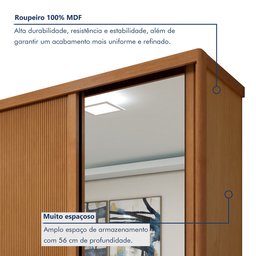 Guarda Roupa  Ollie 3 Portas 6 Prateleira 6 Gavetas 100% MDF com Pés  - 17