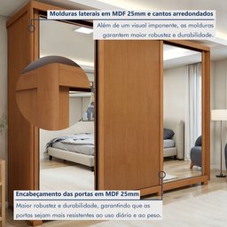 Guarda Roupa  Ollie 3 Portas 6 Prateleira 6 Gavetas 100% MDF com Pés  - 13