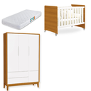Ver imagem 2 de Quarto de Bebê Berço Evolution + Guarda Roupa Infantil 3P e 2g Branco Savana Classic com Colchão