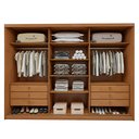 Ver imagem 5 de Guarda-Roupa Casal 3 Portas 6 Gavetas com Espelho MDF 274cm Ollie Yescasa Marrom Amêndoa Clean/Off White