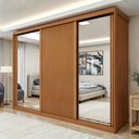 Ver imagem 1 de Guarda-Roupa Casal 3 Portas 6 Gavetas com Espelho MDF 274cm Ollie Yescasa Marrom Amêndoa Clean/Off White