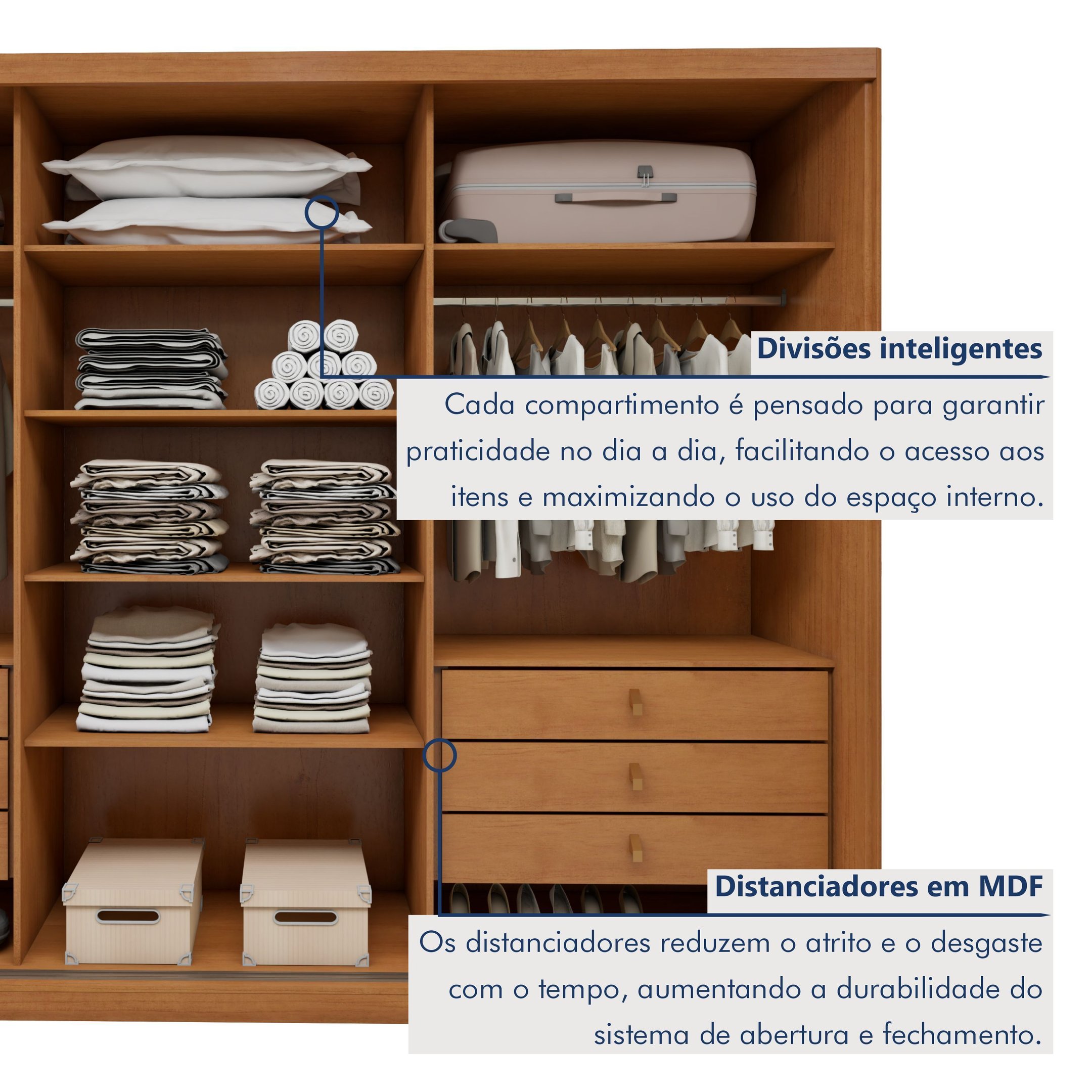 Guarda-Roupa Casal 3 Portas 6 Gavetas com Espelho MDF 274cm Ollie