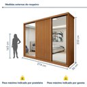 Ver imagem 4 de Guarda-Roupa Casal 3 Portas 6 Gavetas com Espelho MDF 274cm Ollie Marrom Amêndoa Clean/Off White