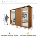Ver imagem 4 de Guarda-Roupa Casal 3 Portas 6 Gavetas com Espelho MDF 274cm Ollie Yescasa Marrom Amêndoa Clean/Off White