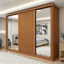 Ver imagem 1 de Guarda-Roupa Casal 3 Portas 6 Gavetas com Espelho MDF 274cm Ollie Marrom Amêndoa Clean/Off White