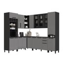 Ver imagem 4 de Cozinha Completa Modulada de Canto Mônaco 16 Portas 3 Gavetas MDF-MDP Chumbo-Titânio Fidelita Mó