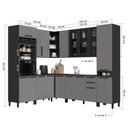 Ver imagem 3 de Cozinha Completa Modulada de Canto Mônaco 16 Portas 3 Gavetas MDF-MDP Chumbo-Titânio Fidelita Mó