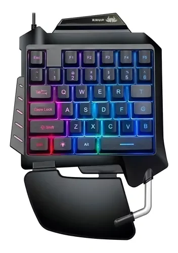 Teclado Gamer One Hand Kptm 006 Usb Rgb Semi Mecanico Antighosting Cor Preto