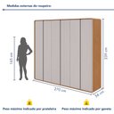 Ver imagem 3 de Guarda-Roupa Casal 6 Portas 6 Gavetas MDF 270cm Loop Off White Amêndoa Clean/Off White