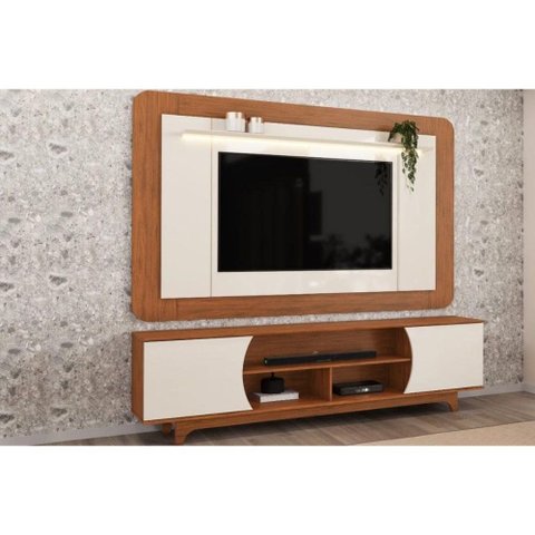 Rack c/Painel p/ TV 70 pol Ector 220cm Off White DJ Móveis