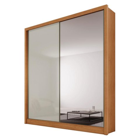 Guarda Roupa Casal Toledo 2 Portas 1 com Espelho 3 Gavetas Cinamomo Fendi - Novo Horizonte