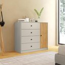 Ver imagem 2 de Cômoda 4 Gavetas e 1 Porta Mdp Mel Off White 100x45x90cm Mb 1059 Movelbento