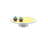 Prato de Bolo e Doces em Vidro com Pedestal em Aço Inox 30cm - Amarelo - 1