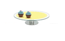 Ver imagem 1 de Prato de Bolo e Doces em Vidro com Pedestal em Aço Inox 30cm - Amarelo