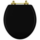 Ver imagem 1 de Tampa de Vaso Poliéster Convencional Preto para Bacia Deca com Ferragem Dourada