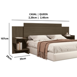 Cabeceira Aurora para Cama Box Casal/queen 140/160cm com Mesa de Cabeceira de Mdf - 3