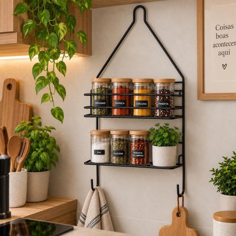 Organizador Banheiro Suspenso Ferro Preto Porta Shampoo Condicionador Sabonete Prateleira Vertical m