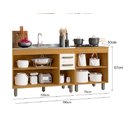 Ver imagem 4 de Cozinha Malta 190cm 5 Portas 2 Gavetas C/ Balcão de Pia e Cooktop - Freijó/off Acetinado Poliman