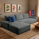 Ver imagem 1 de Sofá Evo 2,70m Molas Ensacadas com Chaise Lounge Esquerda Velourê Cinza Escuro Cama Inbox