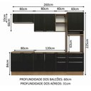 Ver imagem 7 de Armário De Cozinha Completa 260cm Rustic/preto Lux Madesa
