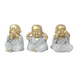 Trio de Buda Gordinho Glítter Gesso Decoração:vermelho - 3