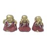 Trio de Buda Gordinho Glítter Gesso Decoração:vermelho - 1