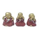 Ver imagem 1 de Trio de Buda Gordinho Glítter Gesso Decoração:vermelho
