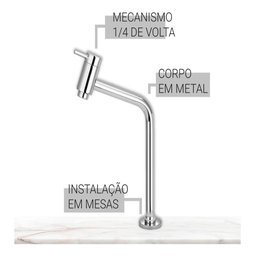 Torneira Bica Média Metal Cromado Banheiro Lavabo Link02 luuk Young - 3
