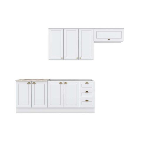 Cozinha Modulada Henn Americana 5 Peças (2 Armários + 2 Balcões + 1 Complemento) C5p15 Branco