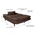 Ver imagem 7 de Sofá Cama Vancouver 3 Lugares Império Reclinável Casal Pés Madeira com Banqueta Suede Marrom 379
