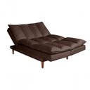 Ver imagem 6 de Sofá Cama Vancouver 3 Lugares Império Reclinável Casal Pés Madeira com Banqueta Suede Marrom 379