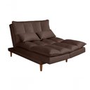 Ver imagem 5 de Sofá Cama Vancouver 3 Lugares Império Reclinável Casal Pés Madeira com Banqueta Suede Marrom 379