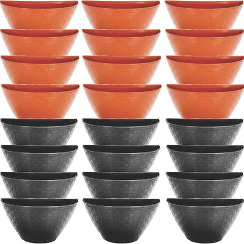 24 Vaso Meia Lua Rattan Jardim Horta Vertical 1 L Duas Cores