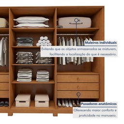 Guarda Roupa  Ollie 6 Portas 6 Gavetas 6 Prateleiras 100% MDF com Espelho e com Pés  - 11
