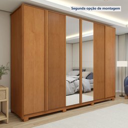 Guarda Roupa  Ollie 6 Portas 6 Gavetas 6 Prateleiras 100% MDF com Espelho e com Pés  - 9