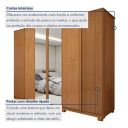 Guarda Roupa  Ollie 6 Portas 6 Gavetas 6 Prateleiras 100% MDF com Espelho e com Pés  - 17