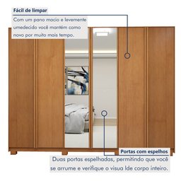 Guarda Roupa  Ollie 6 Portas 6 Gavetas 6 Prateleiras 100% MDF com Espelho e com Pés  - 15