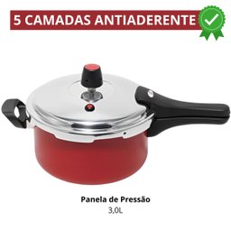 Panela de Pressão 3 Litros Antiaderente Fechamento Externo + Descanso de Panela Redondo Madeira 14,5 - 2