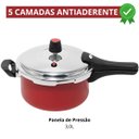Ver imagem 2 de Panela de Pressão 3 Litros Antiaderente Fechamento Externo + Descanso de Panela Redondo Madeira 14,5