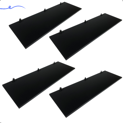 Kit 4 Prateleira Preta 80X25 + Suporte Flutuante Mdf  Organizadora Decoração Cozinha Banheiro Sala