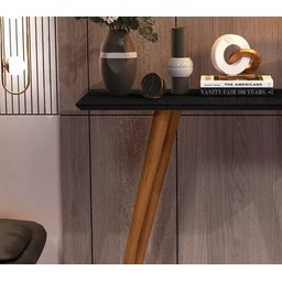 Aparador de Sala Preto Fosco em Mdf e Pé Palito de Madeira - 2