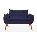 Ver imagem 2 de Sofá Opala Namoradeira para Sala – Balaqui Decor Cor:Azul Marinho