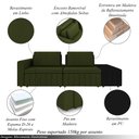 Ver imagem 3 de Sofá Ilha com Encosto e Almofadas Móveis Olimpo 265cm Modulado Linho/pu Verde/preto G45 - Gran Belo