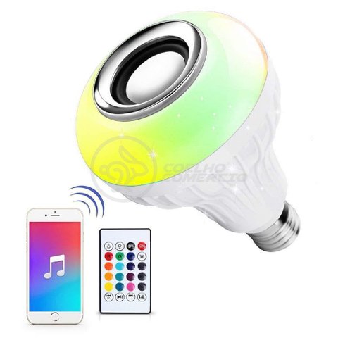 Lâmpada Led 12w E27 Rgb Colorida com Caixa de Som
