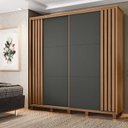 Ver imagem 2 de Guarda Roupa Casal 228cm Portas de Correr Monte Carlo RV Móveis Cinamomo Riapado/Grafite