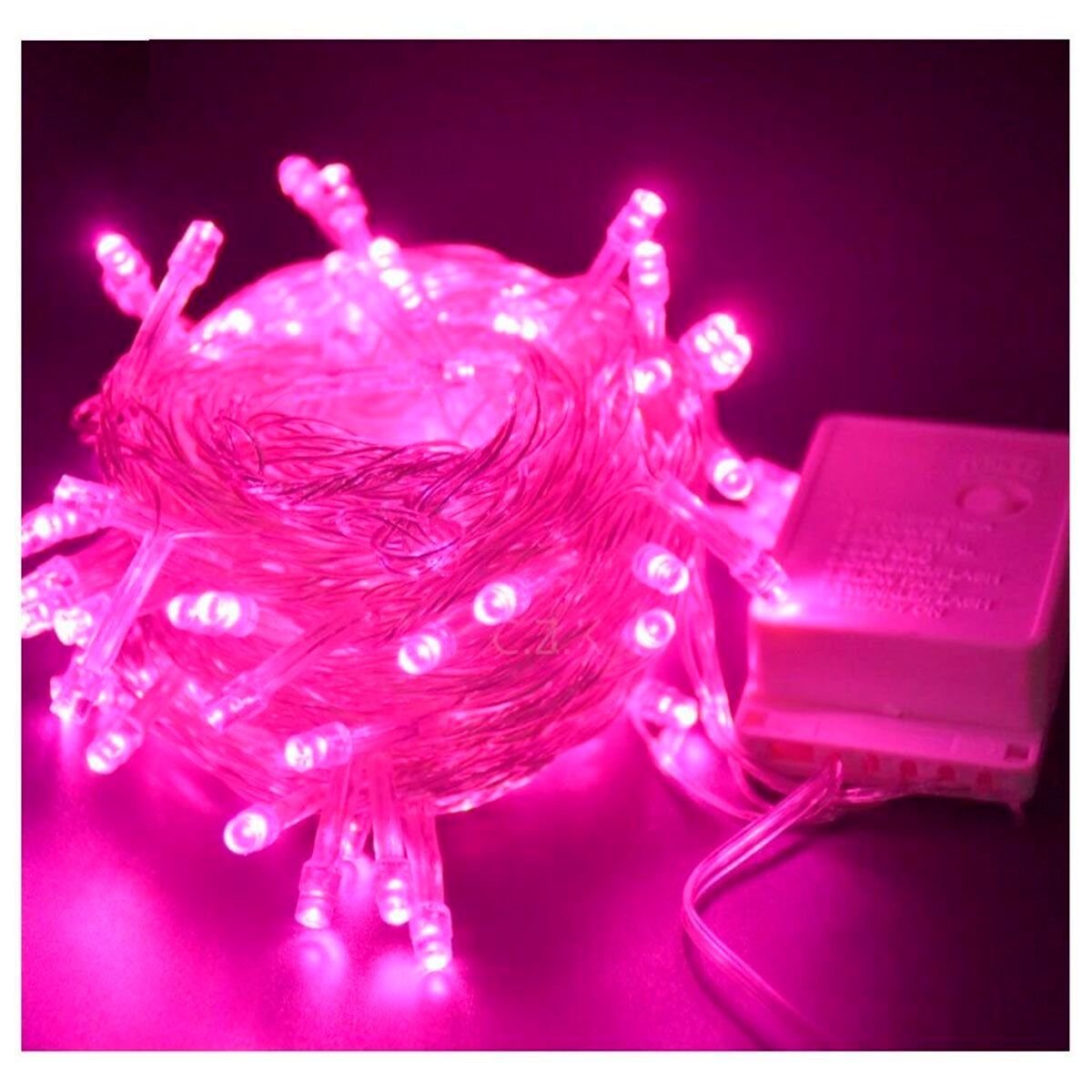 Marco Rosa Led Pisca Cordão 100 Luzes Rosa Led 8 Funções 9 Metros 220v | MadeiraMadeira