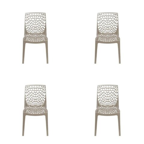 Kit com 4 Cadeiras para Sala de Cadeira Gruvyer Bege/Fendi