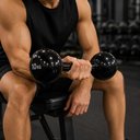 Ver imagem 4 de Halter Emborrachado 10kg com Estrutura em Ferro Fundido Preto Iniciativa Fitness 10kg